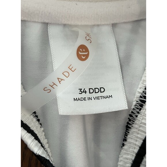 Shade & Shore Underwire Halter Swimsuit Bikini Top Size 34DD Black & White - Picture 5 of 5